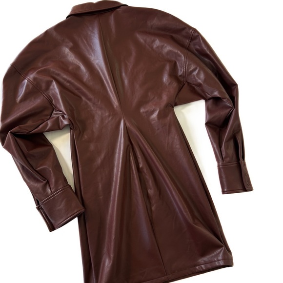 Lapointe Dress Womens Medium Sally Maroon Faux Vegan Leather Mini New - Picture 10 of 11